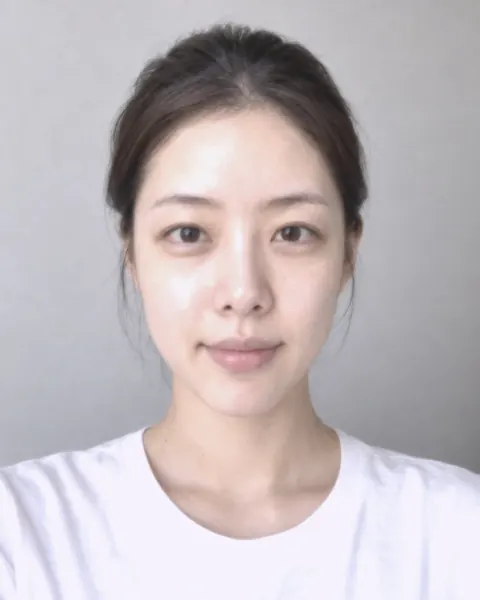 The same selfie smoothed and brightened by a beauty filter